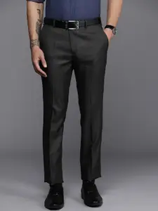 Raymond Men Checked Slim Fit Mid-Rise Formal Trousers