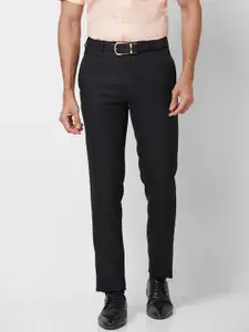 Raymond Men Mid Rise Self Design Textured Slim Fit Formal Trousers