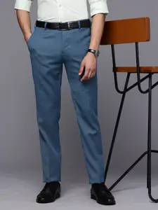 Raymond Men Self Design Textured Slim Fit Formal Trousers