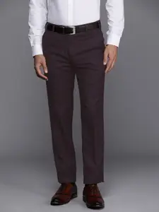 Raymond Men Textured Slim Fit Mid-Rise Formal Trousers