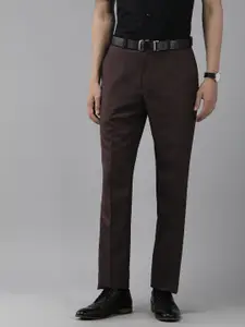 Park Avenue Men Self Design Textured Smart Fit Low-Rise Formal Trousers