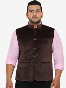 John Pride Plus Size Sleeveless Velvet Nehru Jacket
