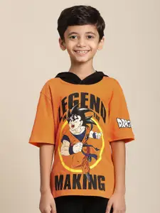 Kids Ville Boys Dragon Ball Z Anime Printed Hooded Pure Cotton Tshirt