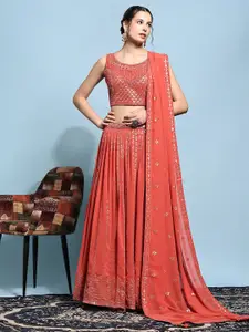 JUST FASHION Embellished Sequinned Ready to Wear Lehenga & Blouse With Dupatta