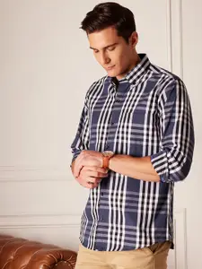 DENNISON Smart Tartan Checked Button-Down Collar Cotton Casual Shirt