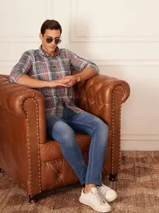 DENNISON Smart Tartan Checked Button-Down Collar Casual Shirt