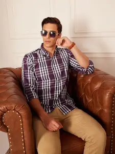 DENNISON Smart Tartan Checks Checked Button-Down Collar Cotton Casual Shirt