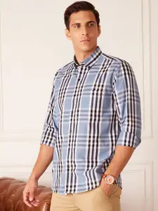 DENNISON Smart Tartan Checks Checked Button-Down Collar Cotton Casual Shirt