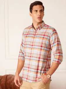 DENNISON Smart Tartan Checked Button-Down Collar Casual Shirt