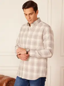 DENNISON Smart Tartan Checked Button-Down Collar Casual Shirt