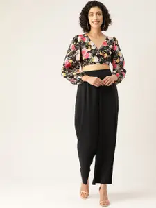 Sleek Italia Floral Printed V-Neck Top With Straight Trouser