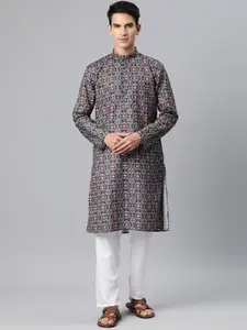 Luxrio Men Ethnic Motifs Printed Mandarin Collar Kurta