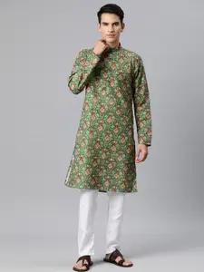 Luxrio Men Ethnic Motifs Printed Mandarin Collar Kurta