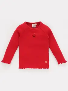 Ed-a-Mamma Girls Raglan Sleeves Embroidered Detailed Cotton Top