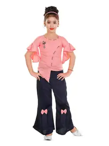 BAESD Girls Self Design Top with Palazzos