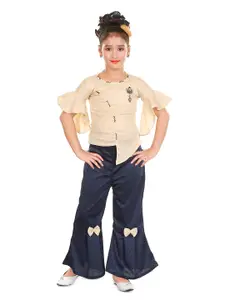 BAESD Girls Self Design Top With Palazzos