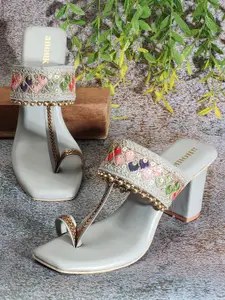 Anouk Ethnic Embellished One Toe Block Heels