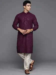 Indo Era Men Cotton Sequinned Kurta