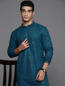 Indo Era Men Geometric Embroidered Sequinned Kurta