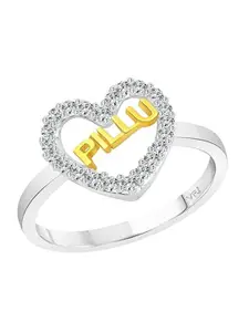 Vighnaharta Rhodium-Plated CZ Stone-Studded Finger Ring