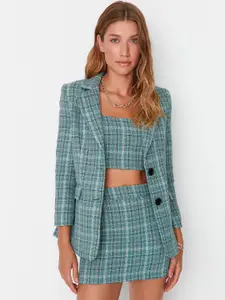 Selvia Checked Blazer With Skirt Co-Ords