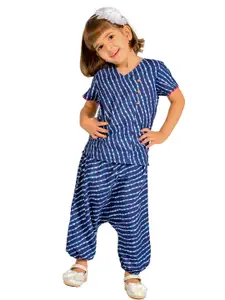Tiny Bunnies Girls Printed Pure Cotton Top With Dhoti Pants