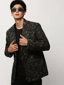 SHOWOFF Printed Cotton Slim-Fit Single Breasted Blazer