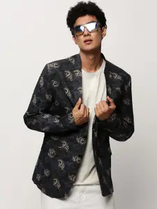 SHOWOFF Printed Notched Lapel Single Breasted Blazer