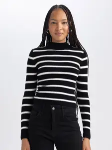 DeFacto Striped Turtle Neck Crop Pullover Sweaters