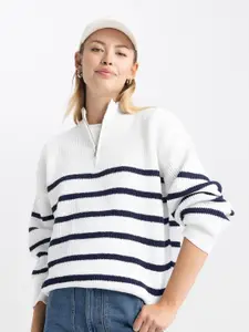 DeFacto Striped Mock Collar Pullover Sweaters