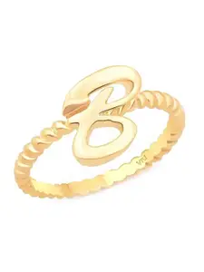 Vighnaharta Gold-Plated Stylish Spiral Ring B Letter Finger Ring