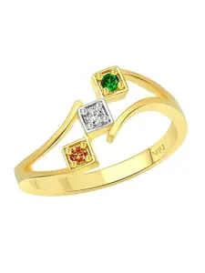 Vighnaharta Gold-Plated Cubic Zirconia Studded Finger Ring