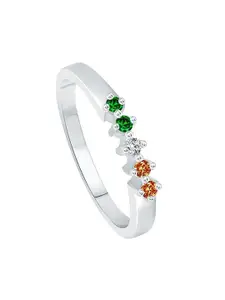 Vighnaharta Rhodium-Plated Cubic Zirconia Studded Finger Ring