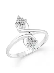 Vighnaharta Silver-Plated Cubic Zirconia Studded Finger Ring