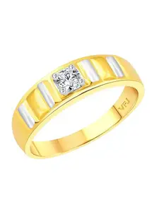 Vighnaharta Gold-Plated CZ Stone Studded Finger Ring