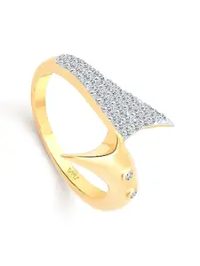 Vighnaharta Gold-Plated CZ-Studded Ring