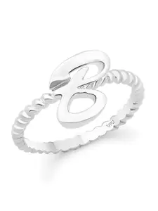 Vighnaharta Rhodium-Plated Valentine Gift Spiral Ring B Alphabet Finger Ring