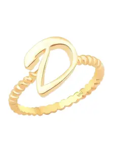 Vighnaharta Gold-Plated Valentine Day Spiral Ring D Letter Finger Ring