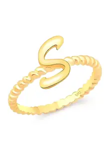 Vighnaharta Gold-Plated Spiral Ring S Letter Ring