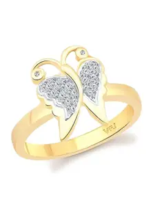 Vighnaharta Gold-Plated CZ Stone Studded Ring