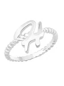 Vighnaharta Rhodium-Plated Alphabet H Spiral Finger Ring
