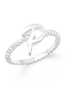 Vighnaharta Rhodium-Plated Silver P Alphabet Ring