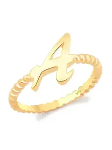 Vighnaharta Gold-Plated Spiral A Letter Finger Ring