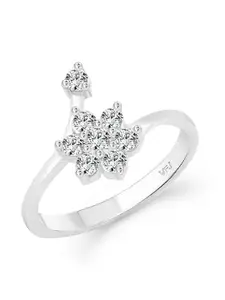Vighnaharta Rhodium-Plated CZ-Studded Finger Ring