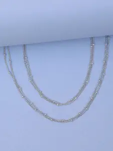 Unniyarcha Set Of 2 92.5 Sterling Silver two line Anklet