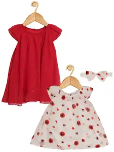 Creative Kids Girls Pack Of 2 Mickey Mouse Self Design A-Line Dress