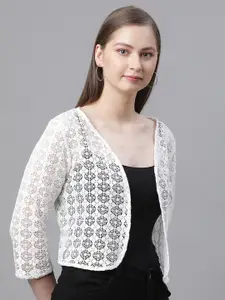 UnaOne Self Design Open Front Cotton Shrug
