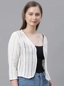 UnaOne Self Design Open Front Cotton Shrug