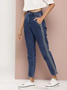 Harvard Women Boyfriend Fit High-Rise Side Taping Stretchable Jeans