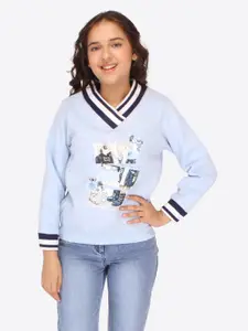 CUTECUMBER Girls Graphic Printed Long Sleeves Pullover Sweatshirt